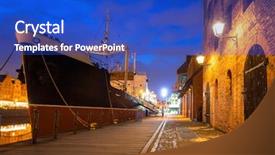  Presentation with river waste - Presentation design consisting of city scapes street lamp - promenade at motlawa river background and a  colored foreground