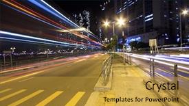  Presentation with hongkong - Slides featuring city scapes street lights - blurred bus light trails background and a gold colored foreground