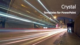  Presentation with bus train - Slides with city scapes street lights - blurred bus light trails background and a tawny brown colored foreground