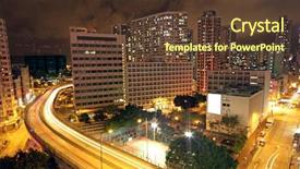  Presentation with bus train - Cool new slide deck with city scapes street lights - blurred bus light trails backdrop and a tawny brown colored foreground
