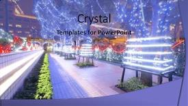  Presentation with street lights - Beautiful theme featuring city scapes street lights - decoration of trees at night backdrop and a teal colored foreground