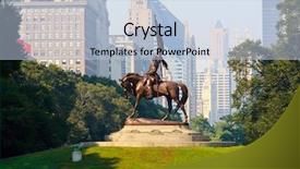  Presentation with street lights - PPT theme featuring city scapes street lights - general john logan monument background and a light blue colored foreground