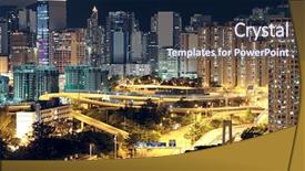  Presentation with simple japan hong kong - Presentation theme enhanced with city scapes street lights - hong kong downtown at night background and a navy blue colored foreground