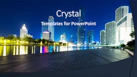  Presentation with modern medicine cardiology concept mixed - PPT theme enhanced with city scapes street lights - illuminated modern skyscrapers and skyline background and a navy blue colored foreground