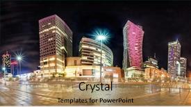  Presentation with soviet - Cool new theme with city scapes street lights - night skyline of warsaw backdrop and a coral colored foreground
