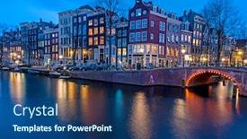  Presentation with amsterdam - Cool new PPT layouts with city-scenic-from-amsterdam backdrop and a ocean colored foreground