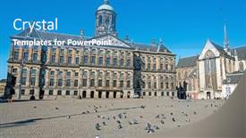  Presentation with dam - Amazing PPT layouts having city-scenic-from-amsterdam backdrop and a teal colored foreground