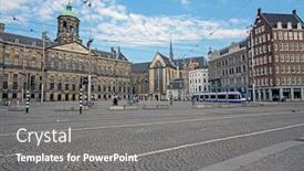  Presentation with dam - Colorful slide deck enhanced with city-scenic-from-amsterdam backdrop and a gray colored foreground