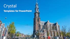  Presentation with amsterdam - Theme having city-scenic-from-amsterdam background and a teal colored foreground