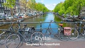  Presentation with amsterdam - Presentation design enhanced with city-scenic-from-amsterdam background and a gray colored foreground