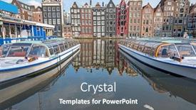  Presentation with canals - Colorful presentation enhanced with city-scenic-from-amsterdam backdrop and a gray colored foreground