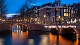  Presentation with canals - Amazing PPT layouts having city-scenic-from-amsterdam backdrop and a tawny brown colored foreground