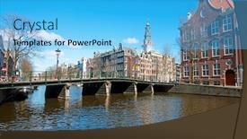  Presentation with amsterdam - Presentation design enhanced with city-scenic-from-amsterdam background and a light blue colored foreground