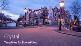  Presentation with city of phoenix - Presentation design having city-scenic-from-amsterdam background and a violet colored foreground