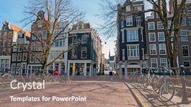 Presentation with amsterdam - Audience pleasing presentation consisting of city-scenic-from-amsterdam backdrop and a coral colored foreground