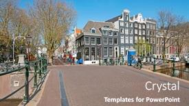  Presentation with amsterdam - Presentation theme featuring city-scenic-from-amsterdam background and a gray colored foreground