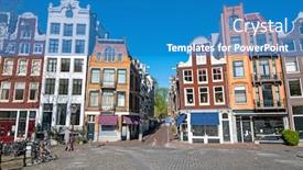  Presentation with amsterdam - Presentation design featuring city-scenic-from-amsterdam background and a teal colored foreground