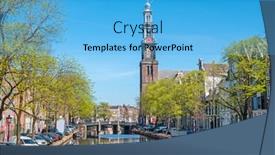  Presentation with amsterdam - Presentation design having city-scenic-from-amsterdam background and a light blue colored foreground