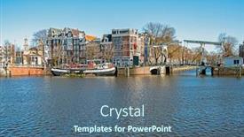  Presentation with amsterdam - Audience pleasing PPT theme consisting of city-scenic-from-amsterdam backdrop and a ocean colored foreground
