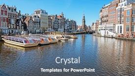  Presentation with amsterdam - Cool new presentation design with city-scenic-from-amsterdam backdrop and a ocean colored foreground