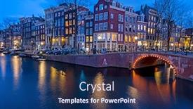  Presentation with amsterdam - Presentation design having city-scenic-from-amsterdam background and a navy blue colored foreground