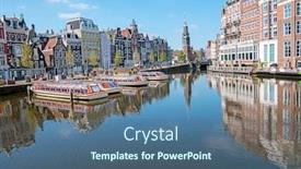  Presentation with amsterdam - Audience pleasing presentation theme consisting of city-scenic-from-amsterdam backdrop and a ocean colored foreground