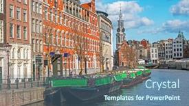  Presentation with amsterdam - Audience pleasing PPT theme consisting of city-scenic-from-amsterdam backdrop and a ocean colored foreground