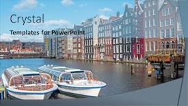  Presentation with amsterdam - Presentation design featuring city-scenic-from-amsterdam background and a light blue colored foreground