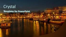  Presentation with amsterdam - Slide set featuring city-scenic-from-amsterdam background and a tawny brown colored foreground