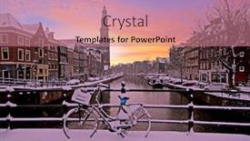  Presentation with amsterdam - Cool new PPT layouts with city-scenic-from-snowy-amsterdam backdrop and a coral colored foreground