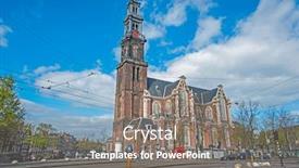  Presentation with amsterdam - Audience pleasing theme consisting of city-scenic-from-the-harbor backdrop and a gray colored foreground