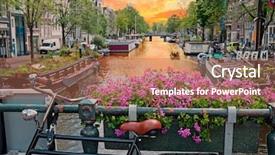  Presentation with amsterdam - PPT layouts with city scenic in amsterdam background and a coral colored foreground
