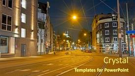  Presentation with night city - Presentation consisting of city-scenic-in-an-empty background and a tawny brown colored foreground