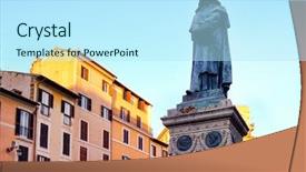  Presentation with rome - Theme with city scientific - monument to giordano bruno background and a cool aqua colored foreground