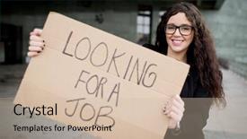  Presentation with job - Slide deck with city scientific - young business woman holding sign background and a soft green colored foreground