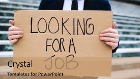  Presentation with job - Presentation theme consisting of city scientific - young business woman holding sign background and a coral colored foreground
