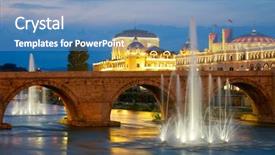  Presentation with city - PPT theme with city skopje old stone bridge background and a teal colored foreground