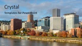  Presentation with pittsburgh pennsylvania usa city skyline - Beautiful theme featuring city skyline at autumn oregon backdrop and a light blue colored foreground
