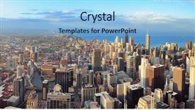  Presentation with city chicago - Audience pleasing PPT theme consisting of chicago downtown aerial panorama view at sunset with skyscrapers and city skyline at michigan lakefront with colorful cloud backdrop and a light blue colored foreground
