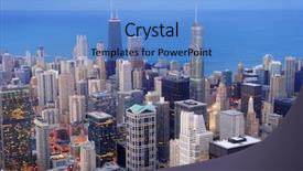  Presentation with city chicago - Presentation design enhanced with skyscrapers and city skyline background and a teal colored foreground