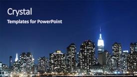  Presentation with manhattan - PPT layouts featuring city skyline at night lights background and a navy blue colored foreground