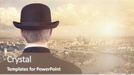  Presentation with finance - Theme with city skyline concept for finance background and a coral colored foreground