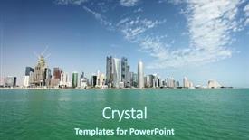  Presentation with qatar - PPT layouts featuring city skyline in doha qatar background and a ocean colored foreground