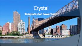  Presentation with brooklyn bridge - Theme with city skyline panorama over east background and a teal colored foreground