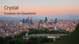  Presentation with skyline - Cool new slides with city skyline with business district backdrop and a lemonade colored foreground