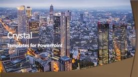 Presentation with financial center - Presentation theme with city skylines - cityscape of frankfurt germany background and a gray colored foreground