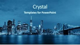  Presentation with brooklyn bridge - Audience pleasing PPT theme consisting of city skylines - manhattan downtown urban view backdrop and a ocean colored foreground