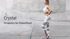  Presentation with sports shoes - Presentation theme having city street over gray concrete background and a light gray colored foreground