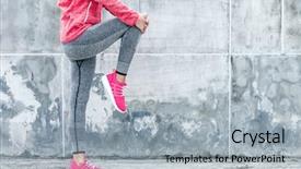  Presentation with fitness clothing - Amazing presentation theme having minimalist pink - fitness sport woman in fashion backdrop and a light gray colored foreground