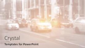  Presentation with cars - Cool new theme with city street with cars and bright light and lensflares backdrop and a lemonade colored foreground